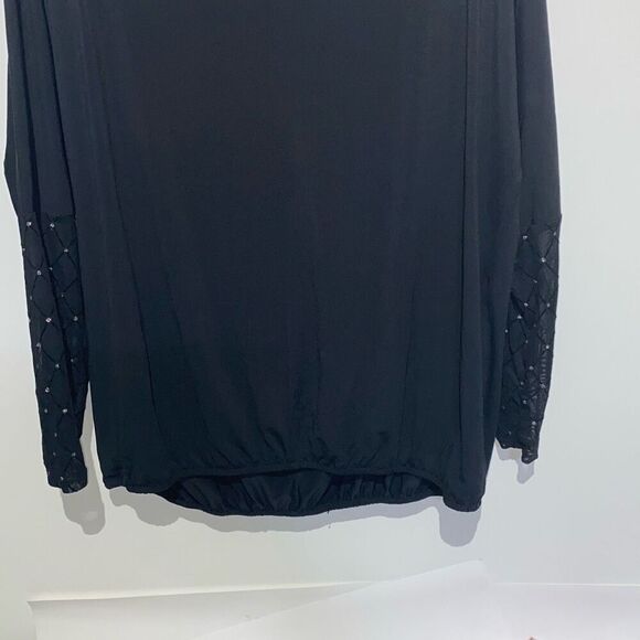 Adrienne Vittadini Women's Black Embellished Long Sleeve Blouse Size XL - Picture 6 of 8